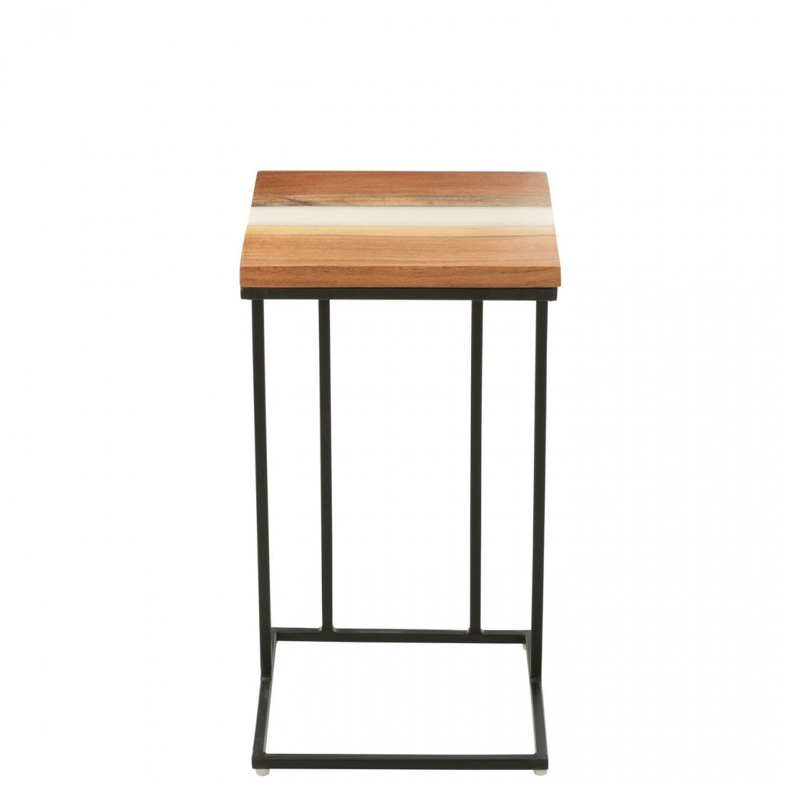 Bijzettafel Vierkant Acacia Hout/Epoxyhars Naturel/Wit