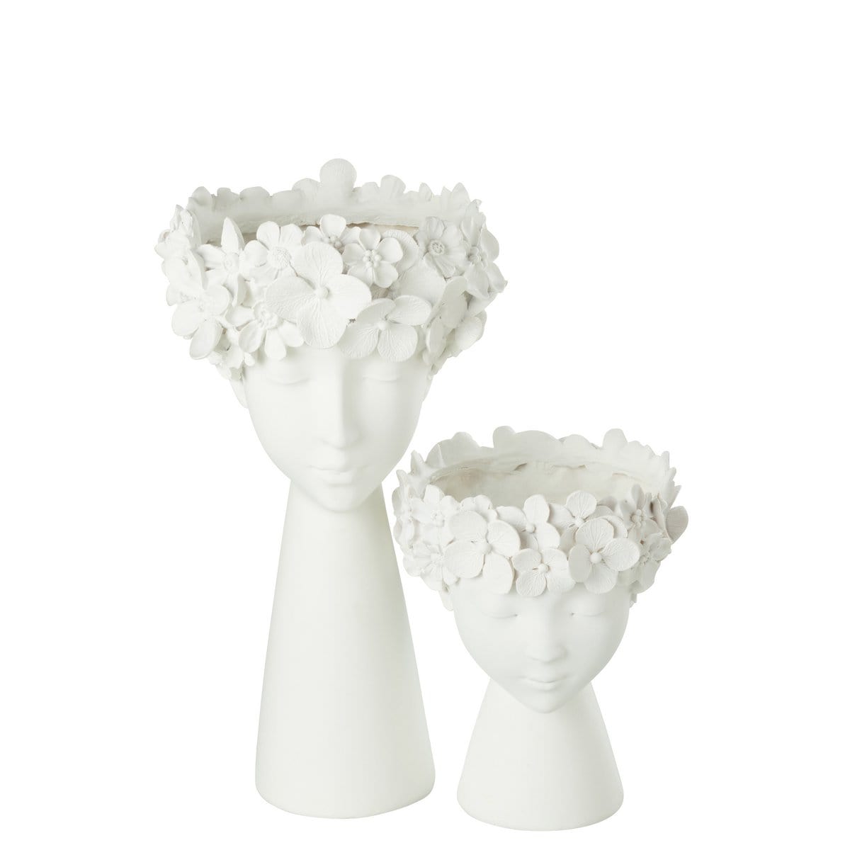Bloempot Kop Resine Wit Large - Pot - J-Line - livinglovely.nl
