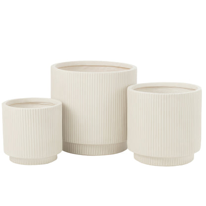 Set di 3 vasi in argilla Misty bianchi J-Line