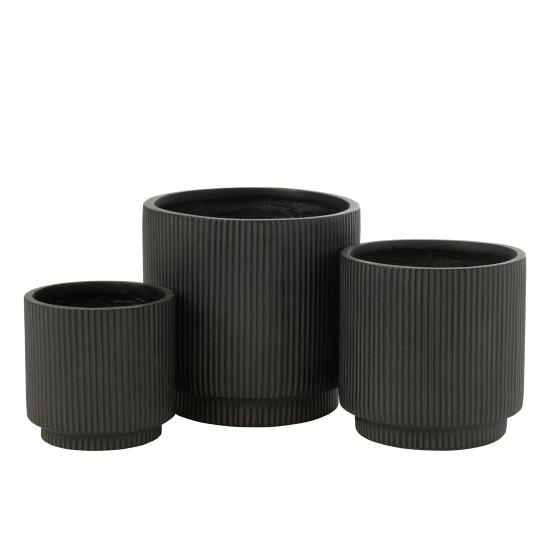 Set di 3 vasi in argilla Misty neri J-Line