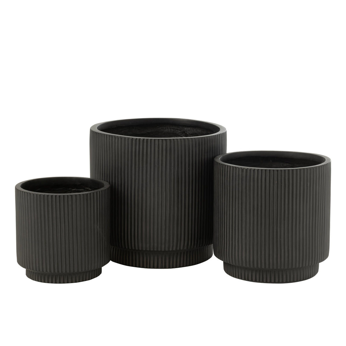 Set di 3 vasi in argilla Misty neri J-Line