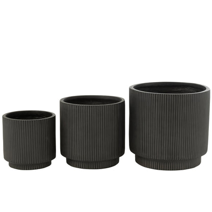 Set di 3 vasi in argilla Misty neri J-Line