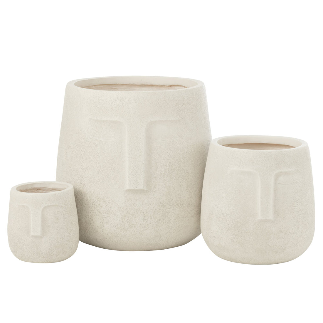Vasi da fiori Moai Argilla Bianca Set da 3 J-Line