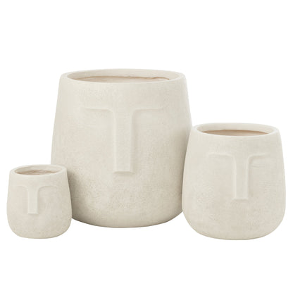 Vasi da fiori Moai Argilla Bianca Set da 3 J-Line