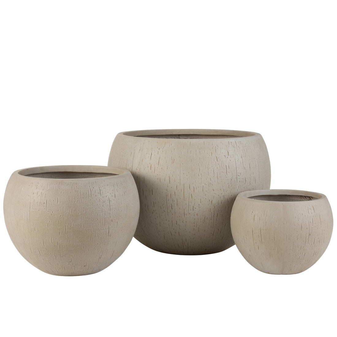 Set di 3 Vasi Rotondi in Argilla Beige J-Line