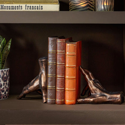 Set di 2 fermalibri Mani in poliresina color bronzo J-Line