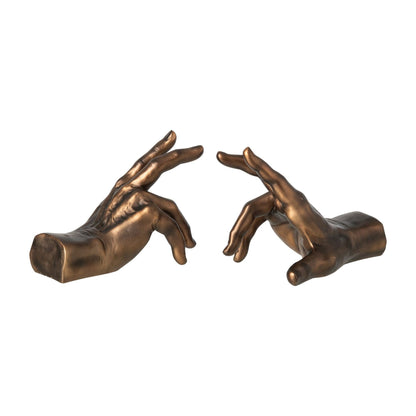 Set di 2 fermalibri Mani in poliresina color bronzo J-Line