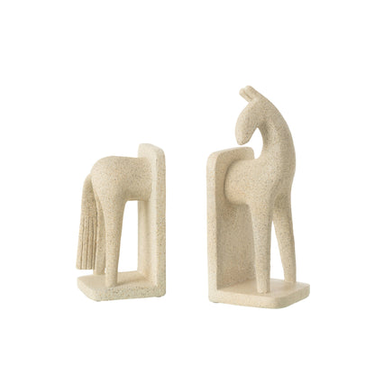 Reggilibri Cavallo Moderno Resina Beige Set J-Line