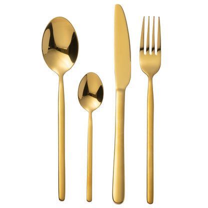 Set di posate B da 24 pezzi in acciaio inossidabile oro lucido J-Line