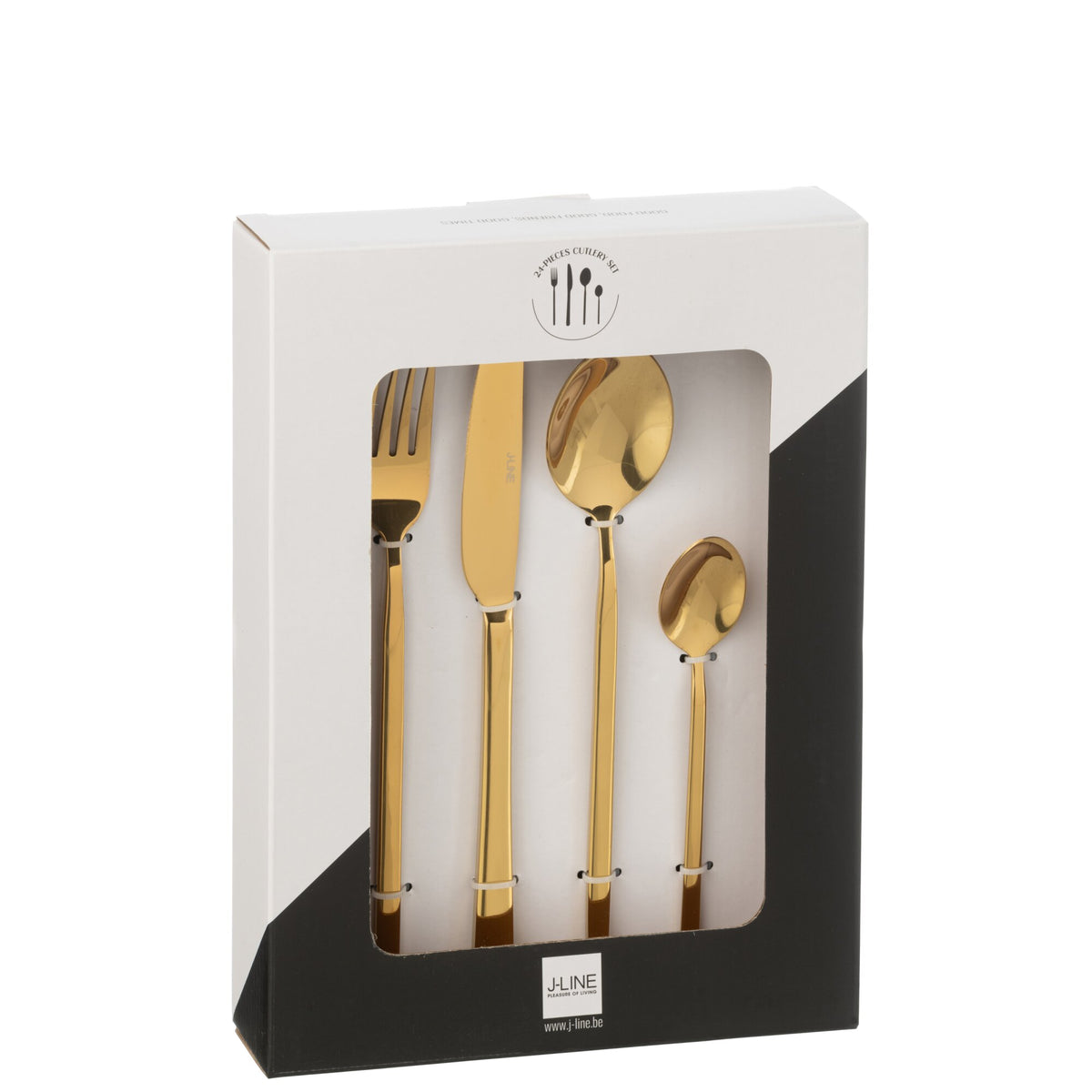 Set di posate B da 24 pezzi in acciaio inossidabile oro lucido J-Line
