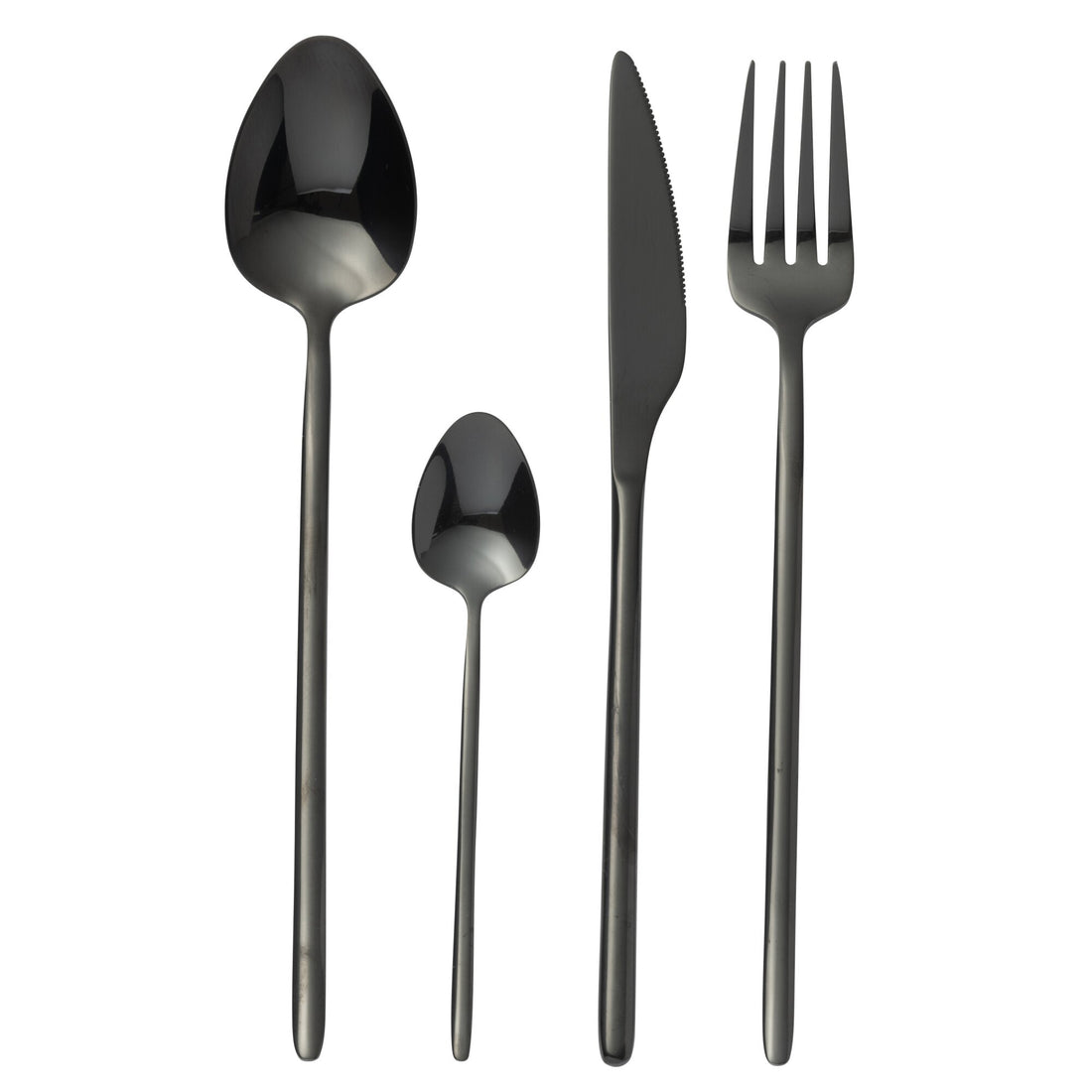 Set di posate C 24 pezzi in acciaio inossidabile nero lucido J-Line