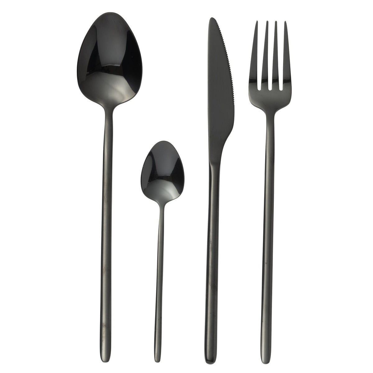 Set di posate C 24 pezzi in acciaio inossidabile nero lucido J-Line