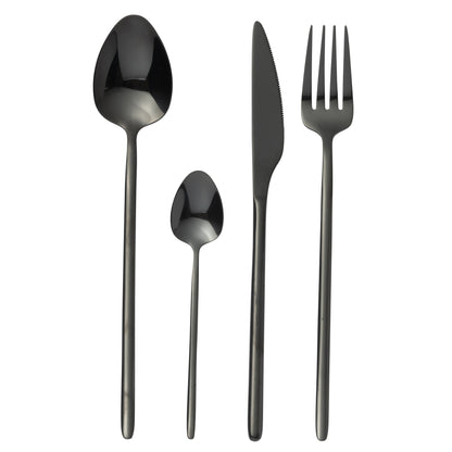 Set di posate C 24 pezzi in acciaio inossidabile nero lucido J-Line