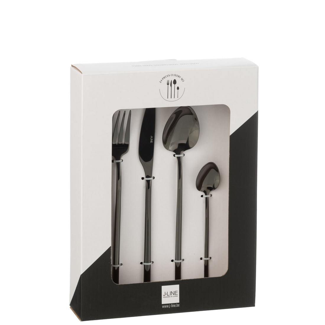 Set di posate C 24 pezzi in acciaio inossidabile nero lucido J-Line