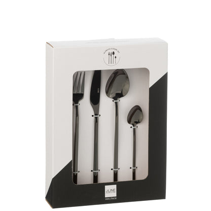 Set di posate C 24 pezzi in acciaio inossidabile nero lucido J-Line