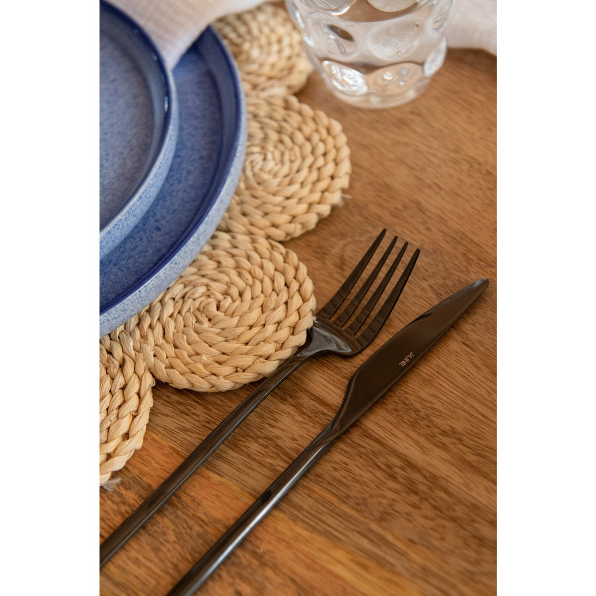 Set di posate C 24 pezzi in acciaio inossidabile nero lucido J-Line