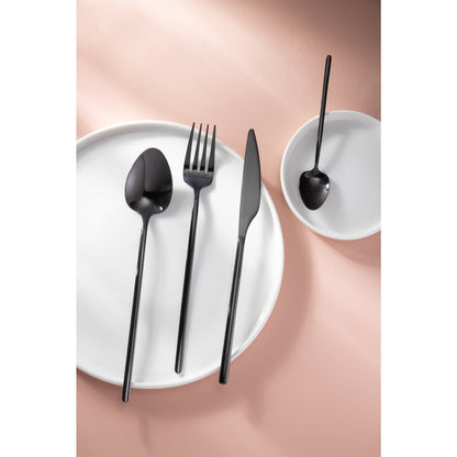 Set di posate C 24 pezzi in acciaio inossidabile nero lucido J-Line