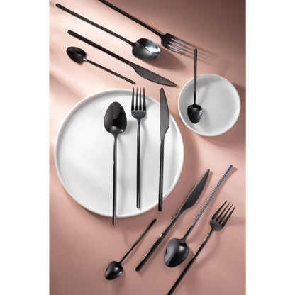 Set di posate C 24 pezzi in acciaio inossidabile nero lucido J-Line