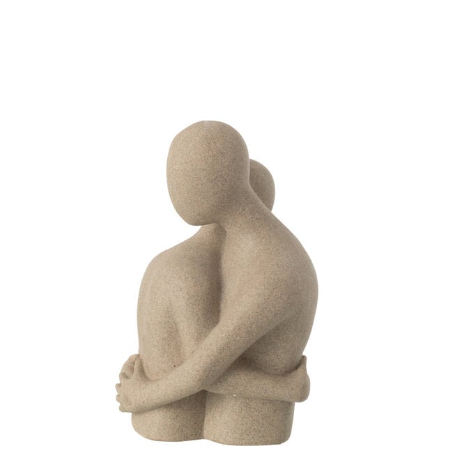 Buste Koppel Knuffel Resin Beige - Beeld - J-Line - livinglovely.nl
