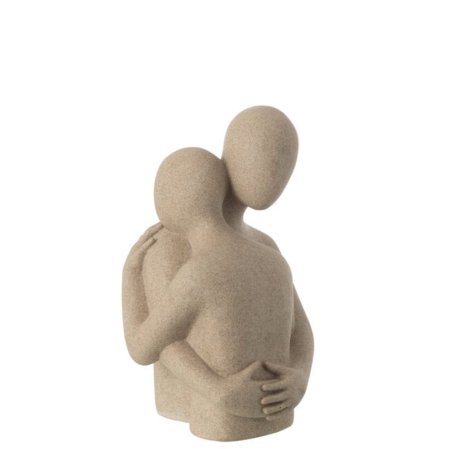 Buste Koppel Knuffel Resin Beige - Beeld - J-Line - livinglovely.nl