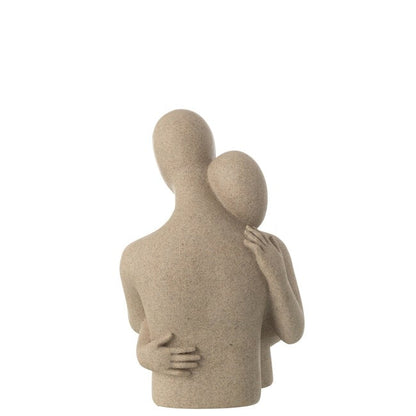 Buste Koppel Knuffel Resin Beige - Beeld - J-Line - livinglovely.nl
