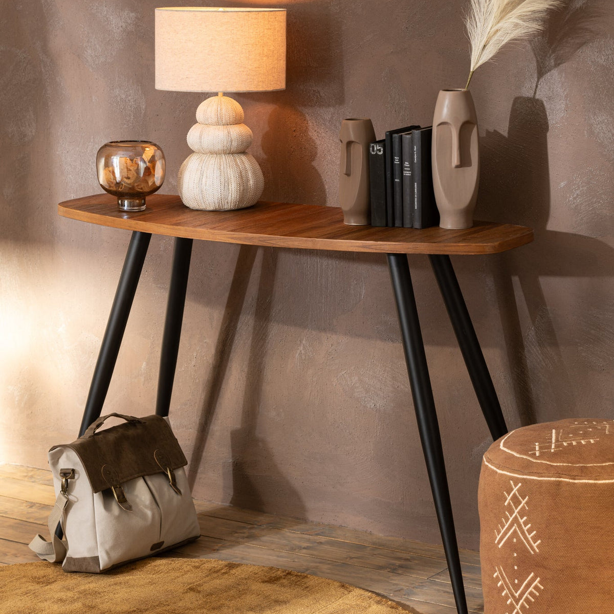 Consolle ovale in teak riciclato naturale J-Line