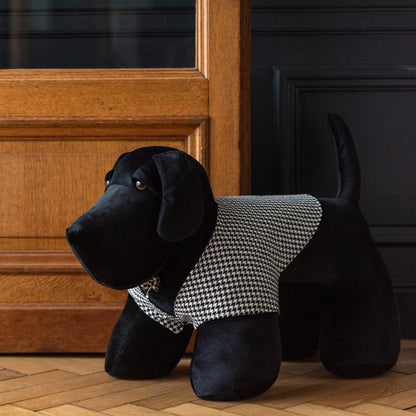 Deurstopper Hond Pied-De-Poule Polyester Zwart/Wit J-Line - Deurstopper - J-Line - livinglovely.nl