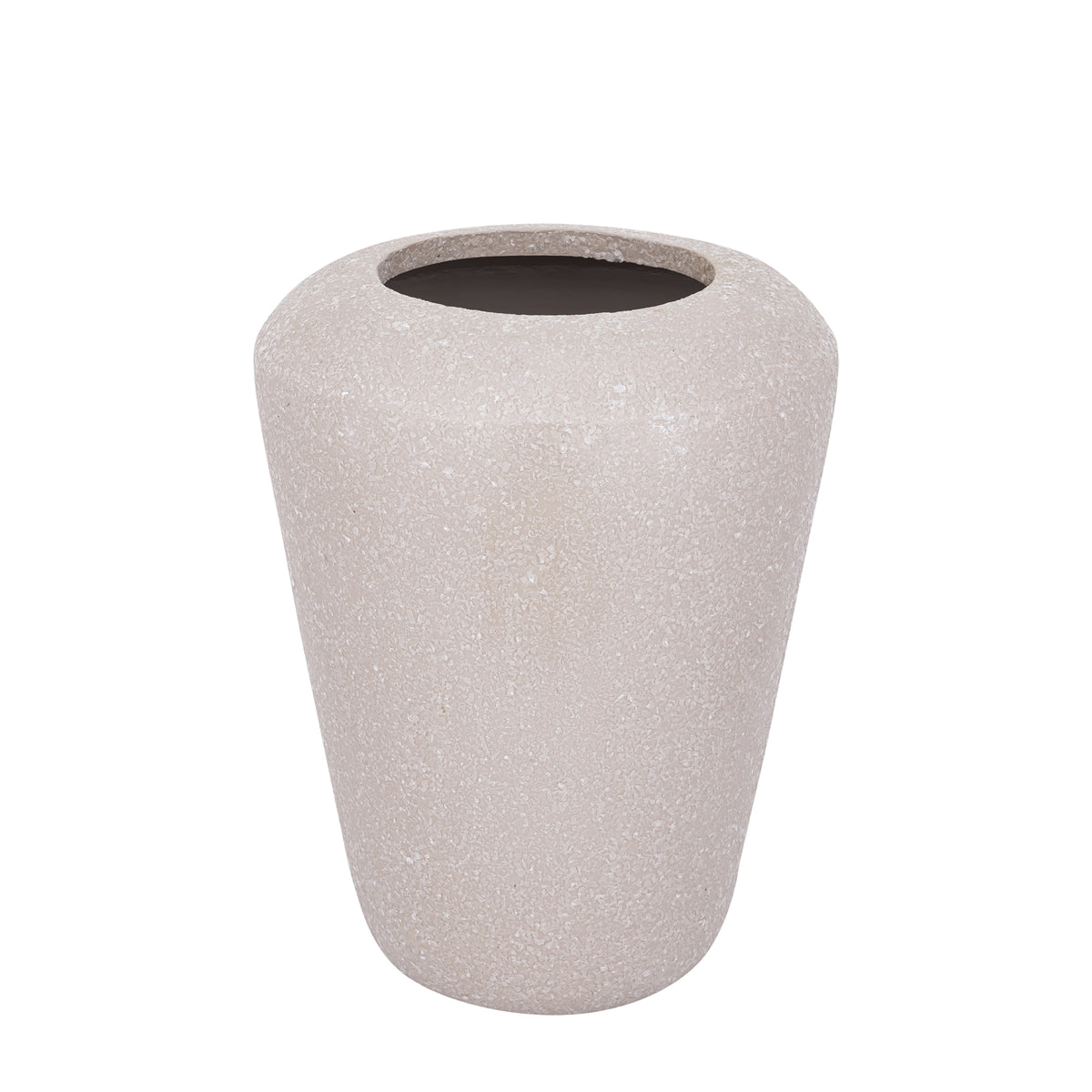 Dezia Pot Beige Mozaïek Hoog Medium van PTMD, ander aanzicht van de hoge ijzeren pot met beige mozaïek