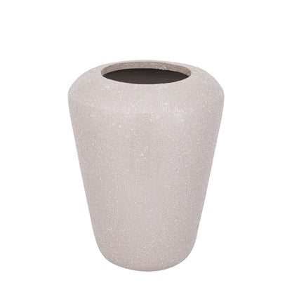 Dezia Pot Beige Mozaïek Hoog Medium van PTMD, ander aanzicht van de hoge ijzeren pot met beige mozaïek