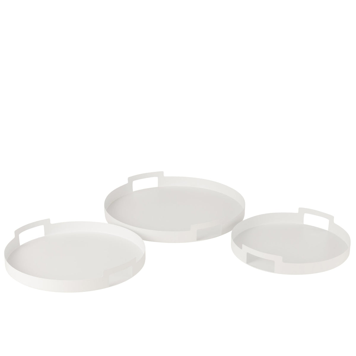 Set di 3 vassoi rotondi in metallo bianco J-Line