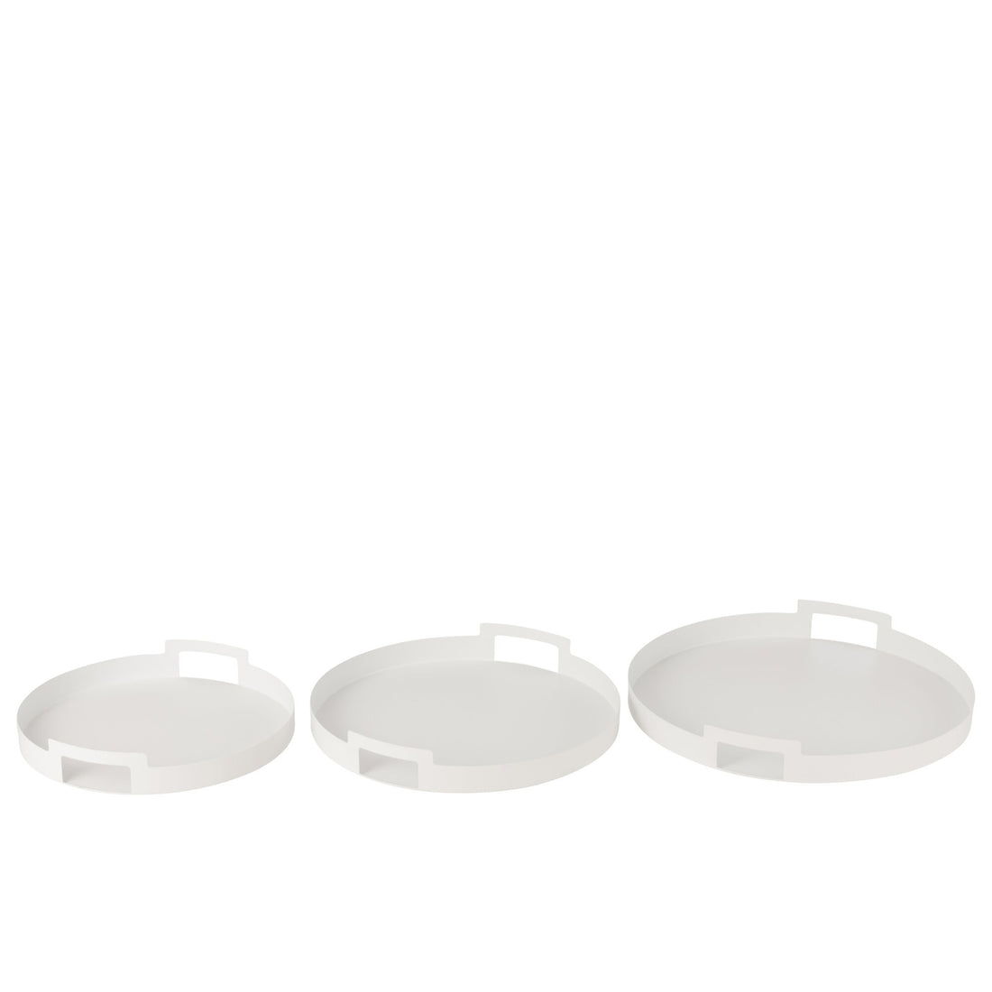 Set di 3 vassoi rotondi in metallo bianco J-Line