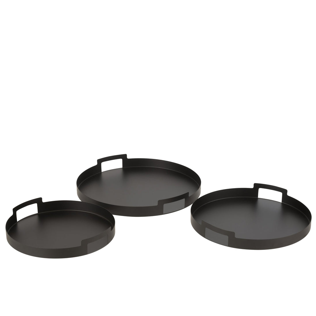 Set di 3 vassoi rotondi in metallo nero J-Line