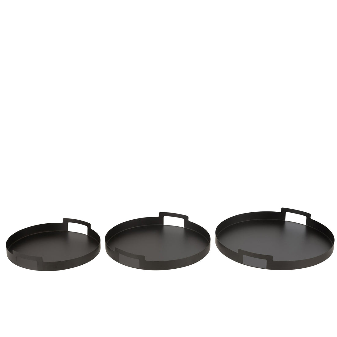 Set di 3 vassoi rotondi in metallo nero J-Line