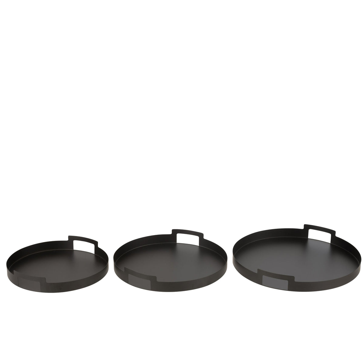Set di 3 vassoi rotondi in metallo nero J-Line