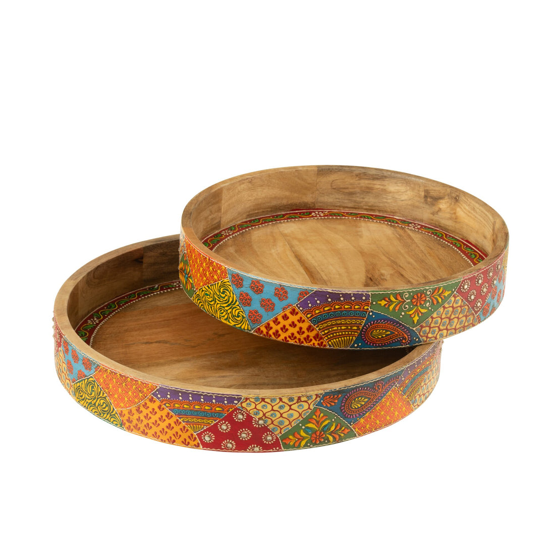 Set di 2 vassoi Delhi in legno di mango mix J-Line