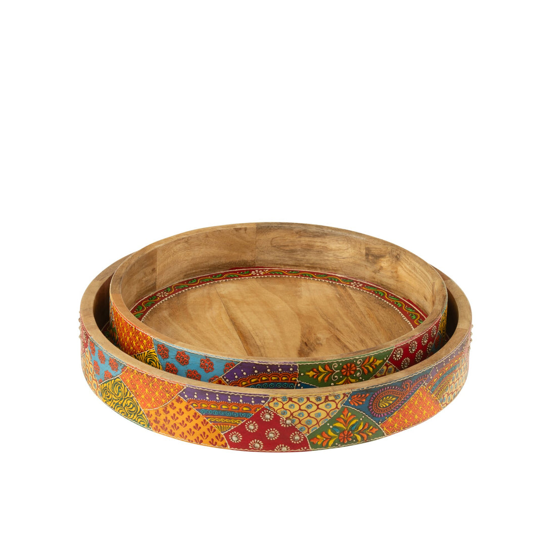 Set di 2 vassoi Delhi in legno di mango mix J-Line