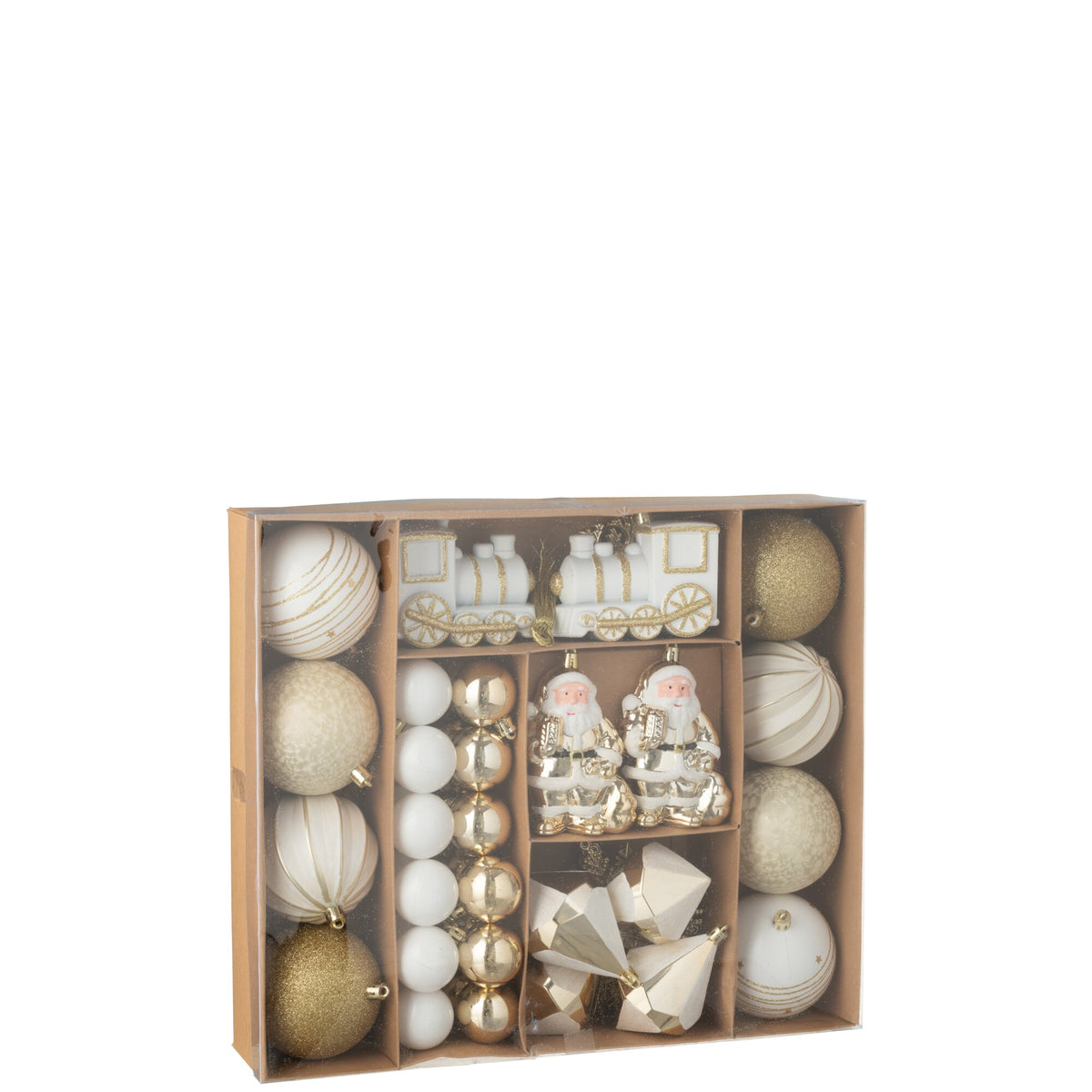 Scatola Da 55 Palline Di Natale In Plastica Color Oro/Bianco J-Line