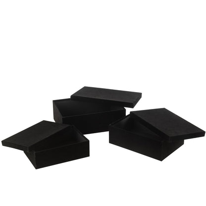 Dozen Rechthoekig Fluweel Papier Zwart Set van 3 - Cadeauverpakking - J-Line - livinglovely.nl