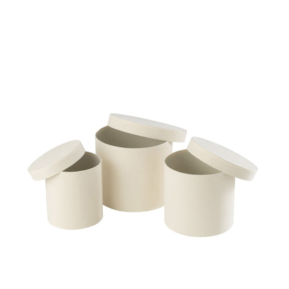 Scatole Rotonde in Carta Velluto Bianca Set da 3 J-Line
