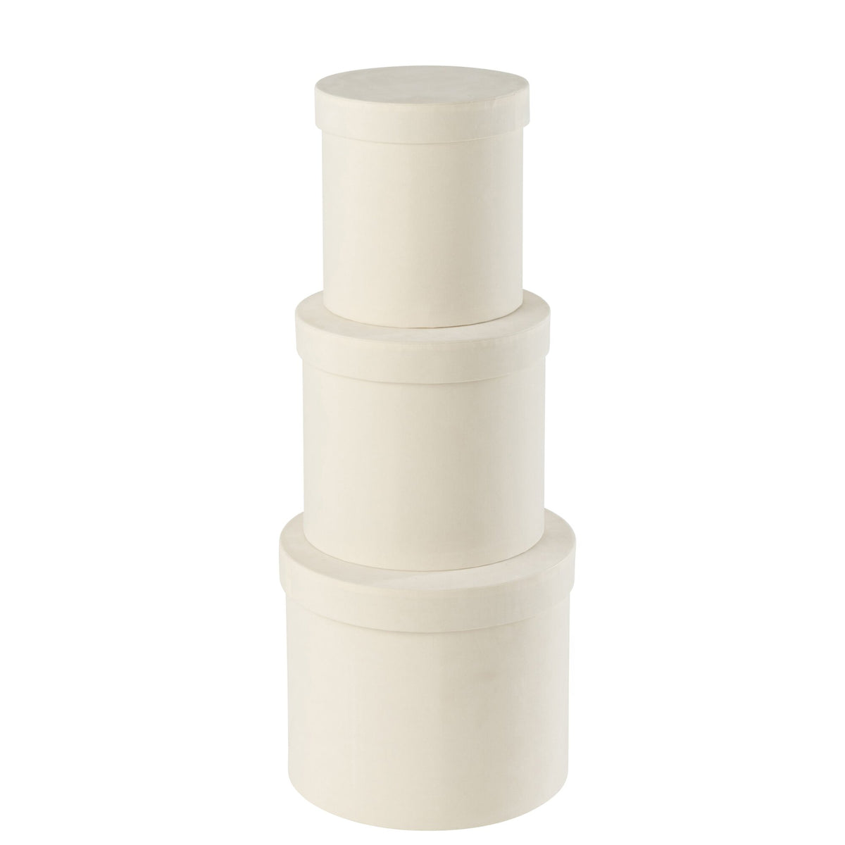 Scatole Rotonde in Carta Velluto Bianca Set da 3 J-Line