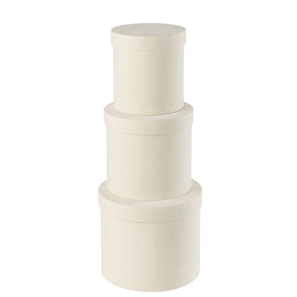 Scatole Rotonde in Carta Velluto Bianca Set da 3 J-Line