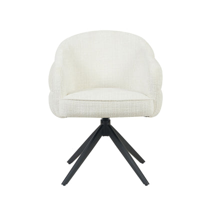 Eetkamerstoel Bella Off White van Starfurn met afgeronde rugleuning en subtiele banen