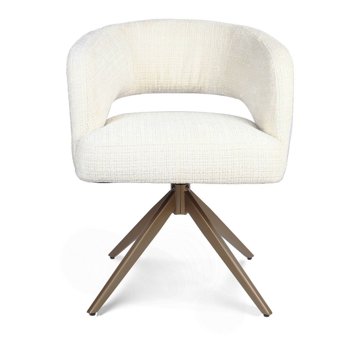 Eetkamerstoel Demi Off White Poot Brons van Starfurn met brede armleuningen