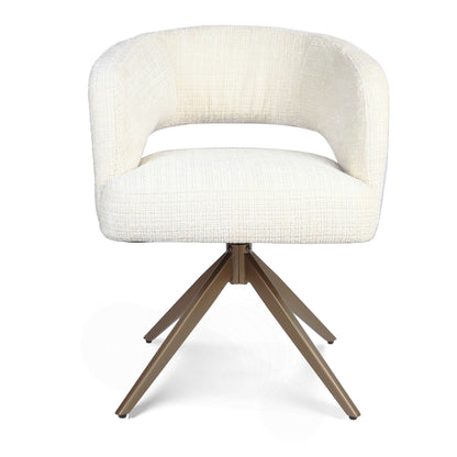 Eetkamerstoel Demi Off White Poot Brons van Starfurn met brede armleuningen