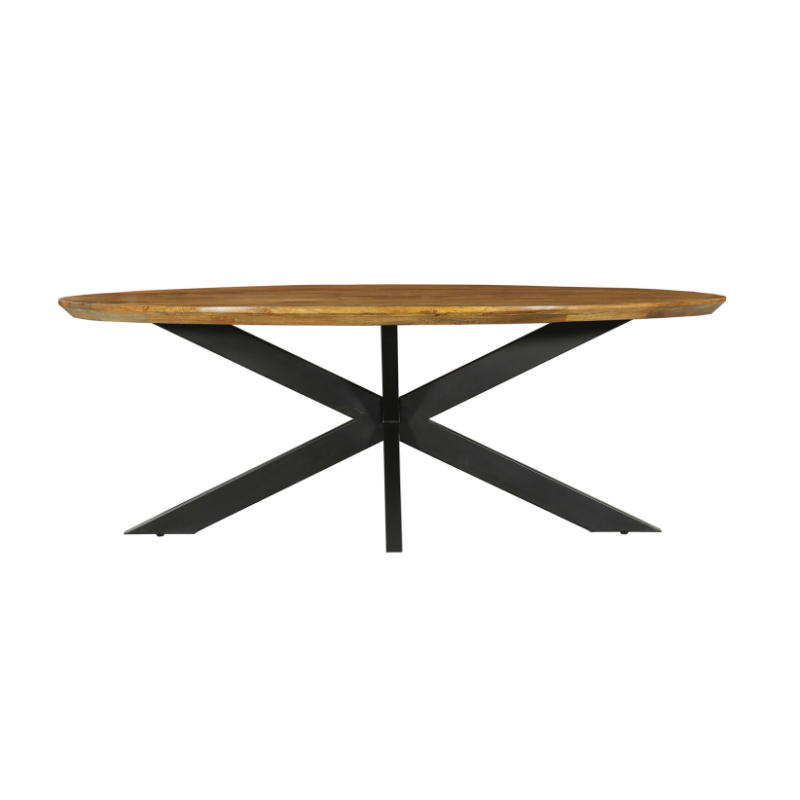 Eettafel Brandy van Starfurn vanuit een andere hoek, ovaal blad van 160 cm