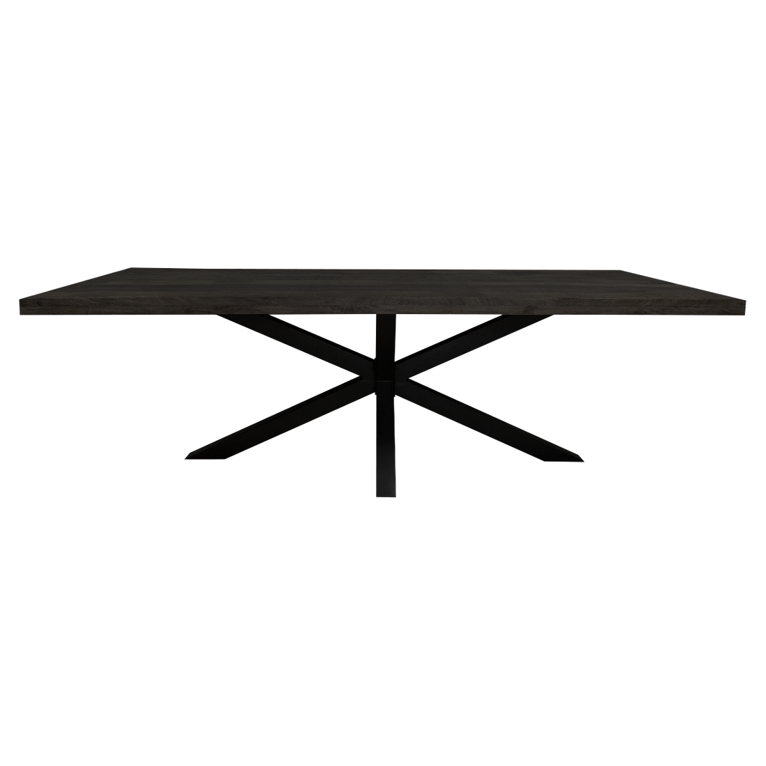 Denver eettafel 180cm van Starfurn met massief mangohouten blad en zwarte metalen matrixpoot