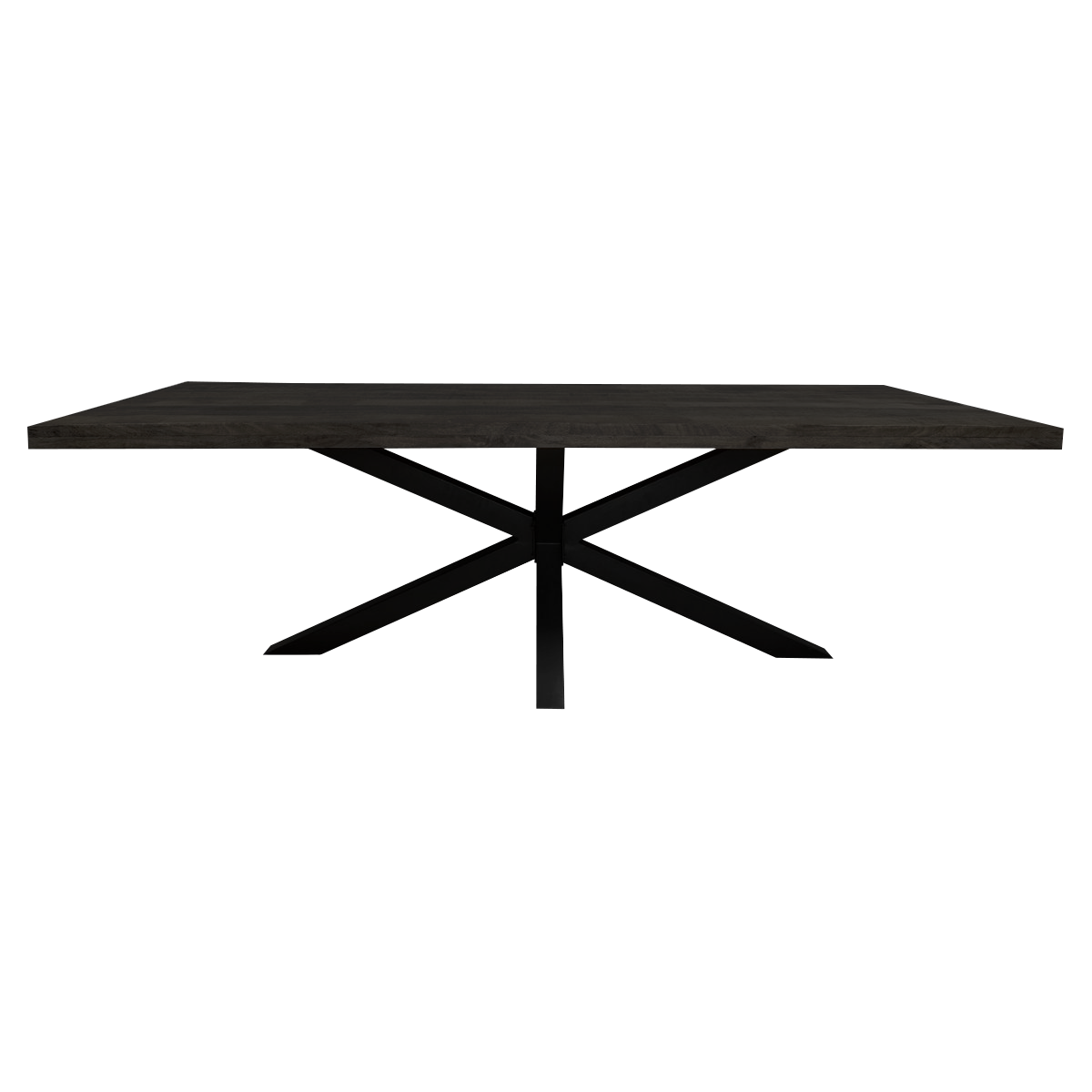 Denver eettafel 180cm van Starfurn met massief mangohouten blad en zwarte metalen matrixpoot