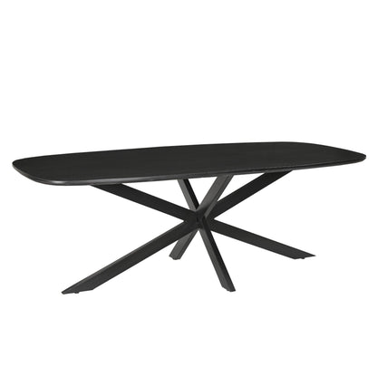 Eettafel Jesper Kala 180cm schuin vooraanzicht met zwart spinpootonderstel