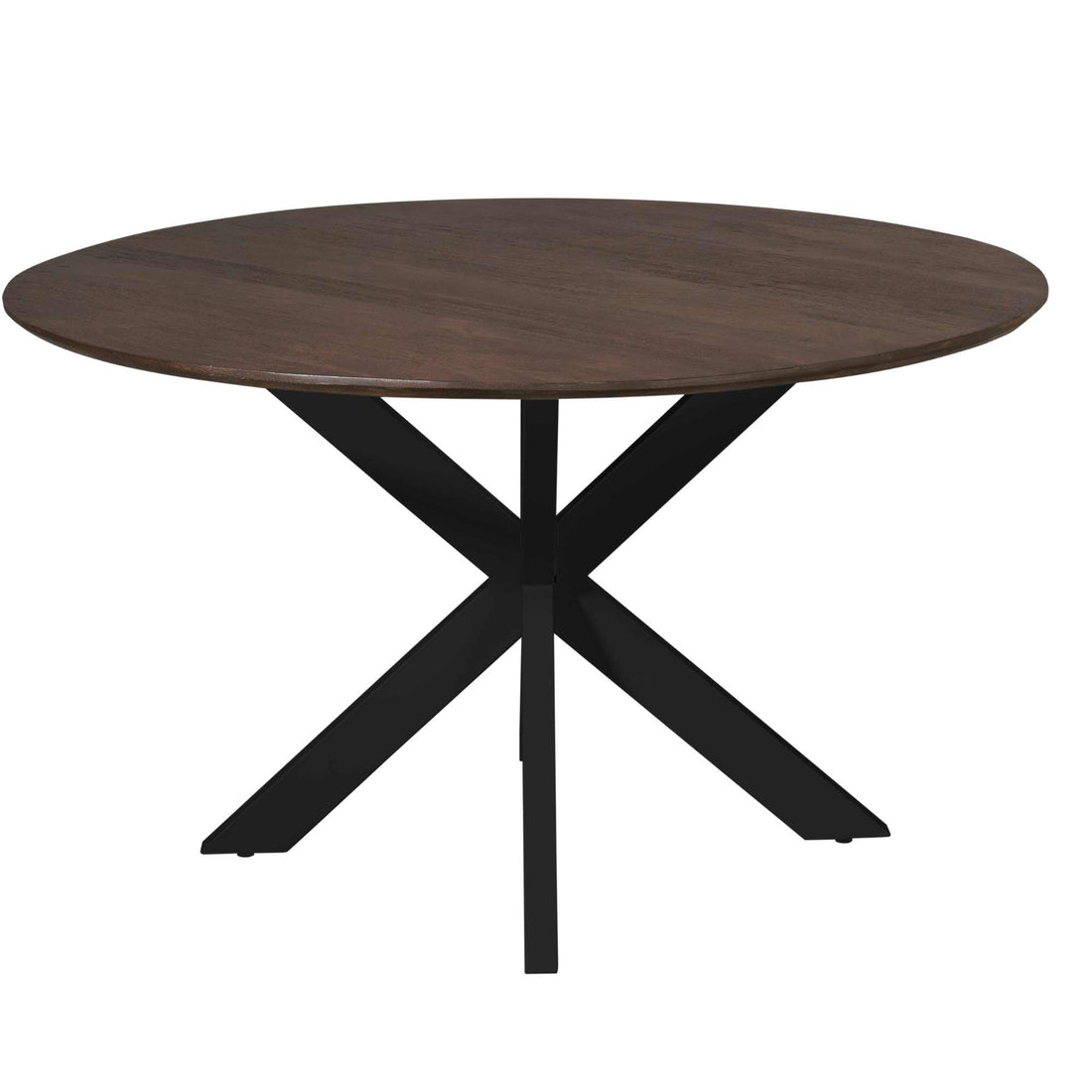 Eettafel Madison 130cm met zwarte poot van Starfurn schuin van voren gezien