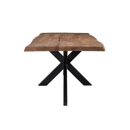 Eettafel Nairobi Tree Top 220cm in Mango, naturel mangohout met zwart onderstel